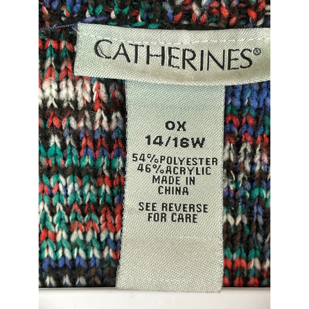 Catherines Cardigan Sweater Women 0X 14/16W Multi Excellent Zip Up Space Dye - Picture 3 of 9